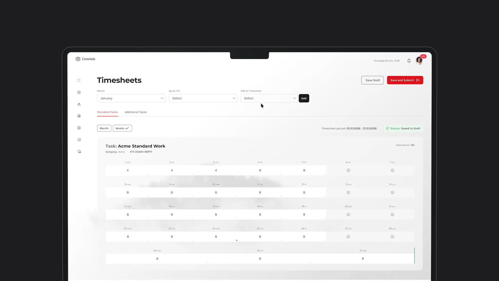 Mobile timesheet submission and approval